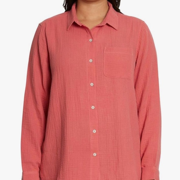 Jessica Simpson Women's Gauzy Long Sleeve Button Down Shirt - Picture 1 of 5